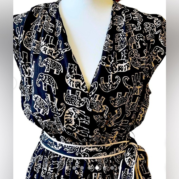 Anthropologie Maeve Black Noronha Elephant Print Dress Size Small - Picture 4 of 9